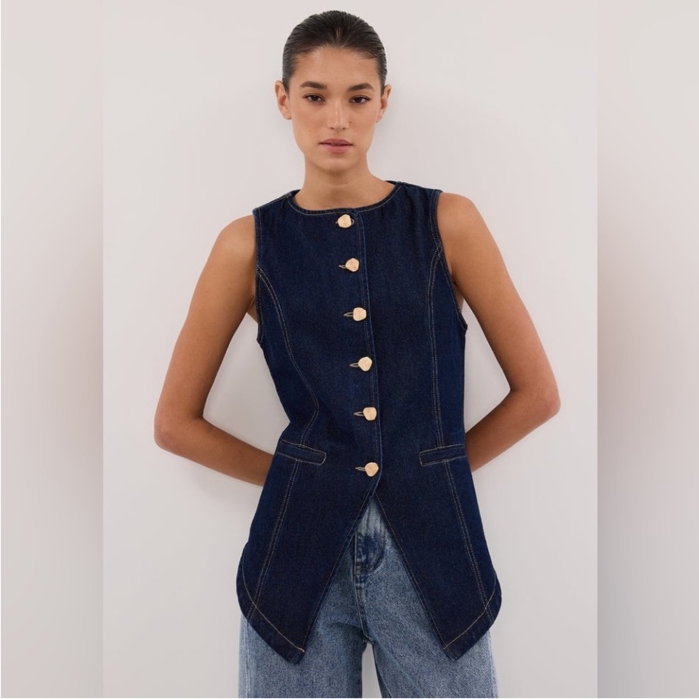 DISSH Dark Blue Denim Button-Front Vest